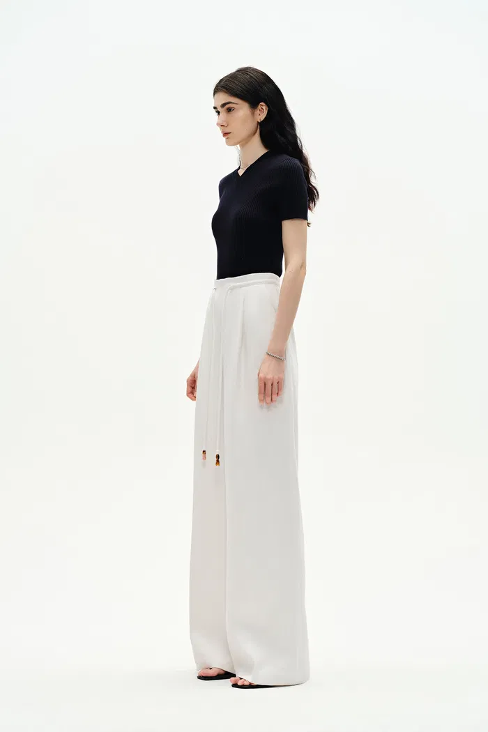 Perla Drawstring Casual Pants in Hemp - Image 3