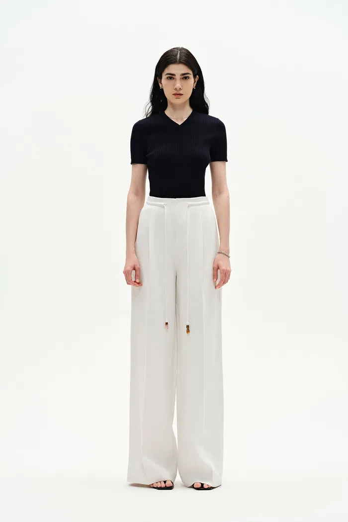 Perla Drawstring Casual Pants in Hemp - Image 4