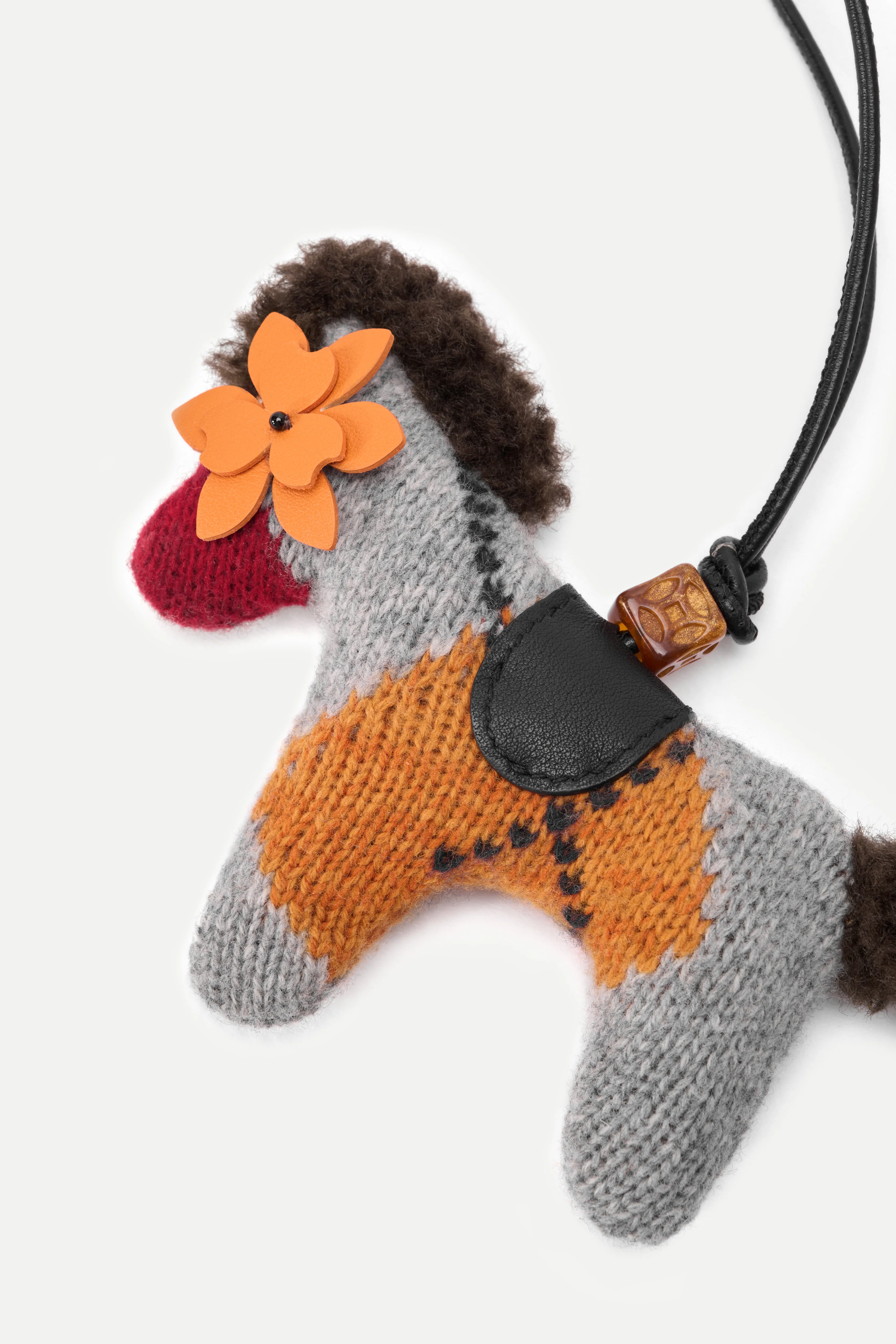 Phillipa Knit Gingham Flower Eye Pony Bag Charm - Image 3
