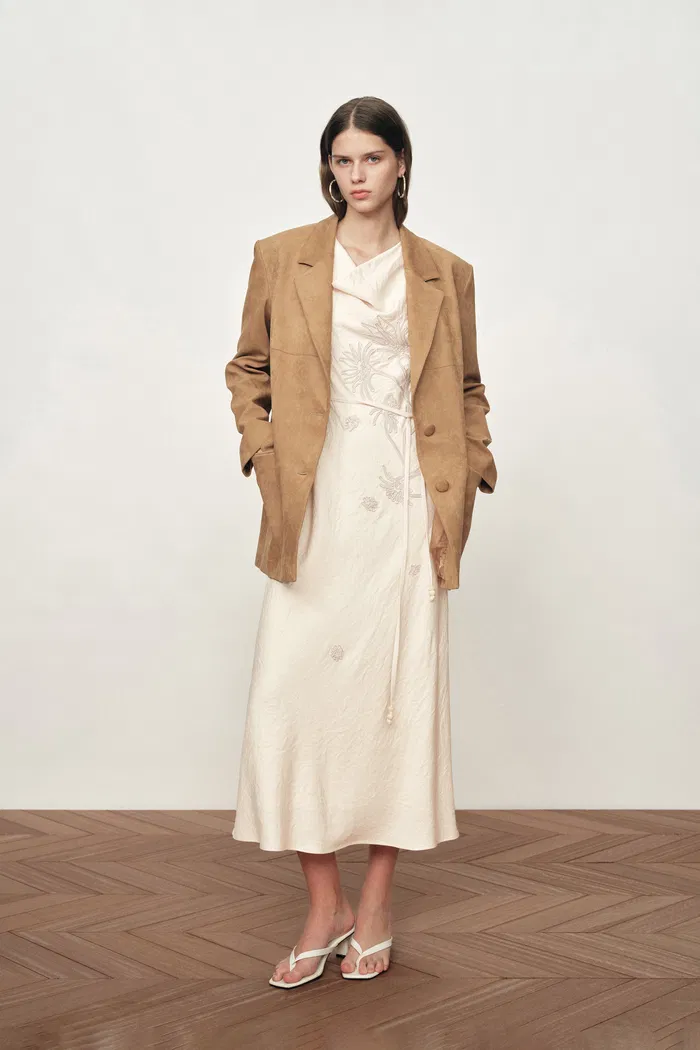Phoebe Sleeveless Cowl Neck Dress in Crinkle Acetate - Image 3
