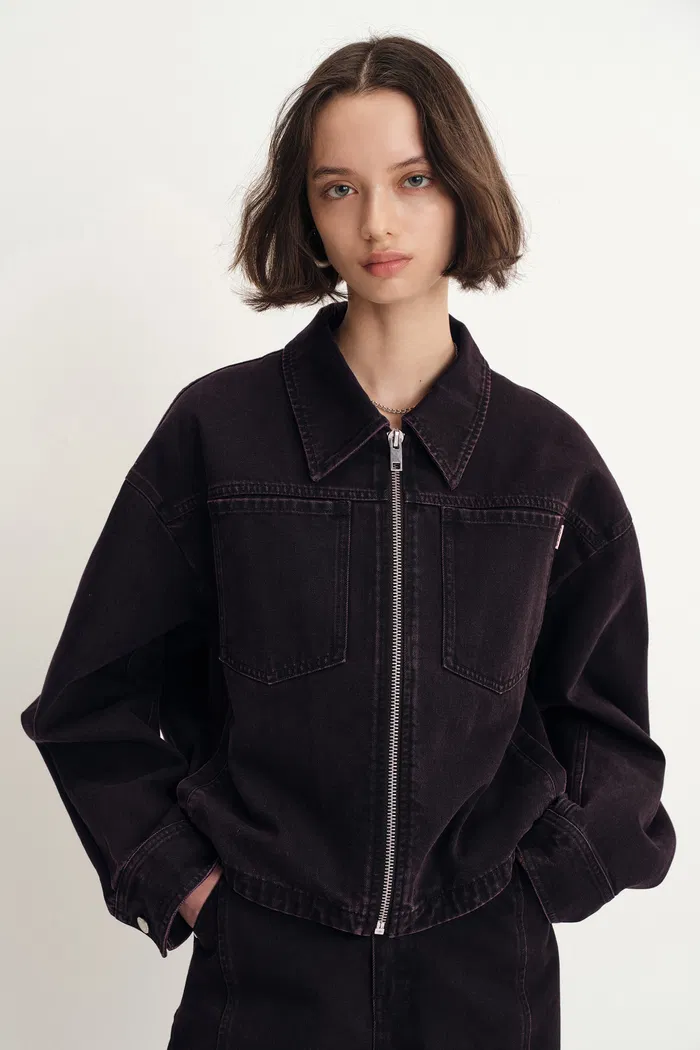 Pike Boxy Cut Jacket and Skirt Matching Sets in Cotton Denim - Image 2