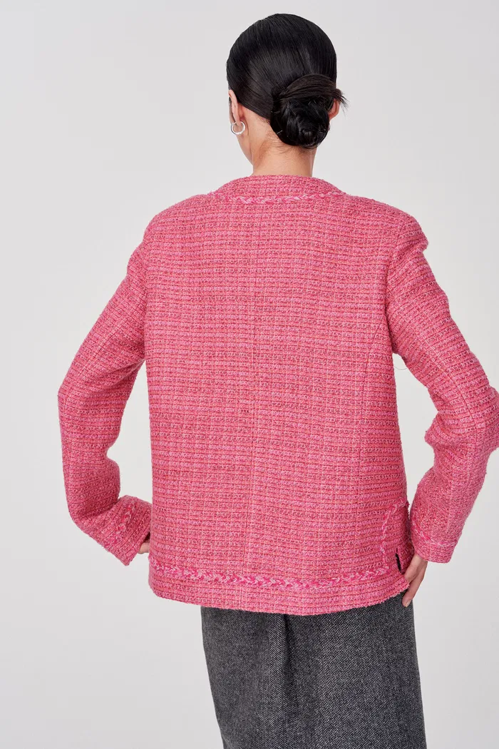 Pissaro Barbie Pink Jacket in Tweed - Image 5