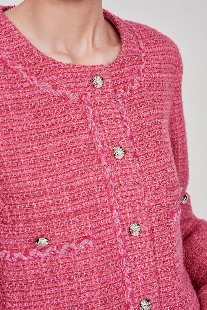 Pissaro Barbie Pink Jacket in Tweed - Image 6