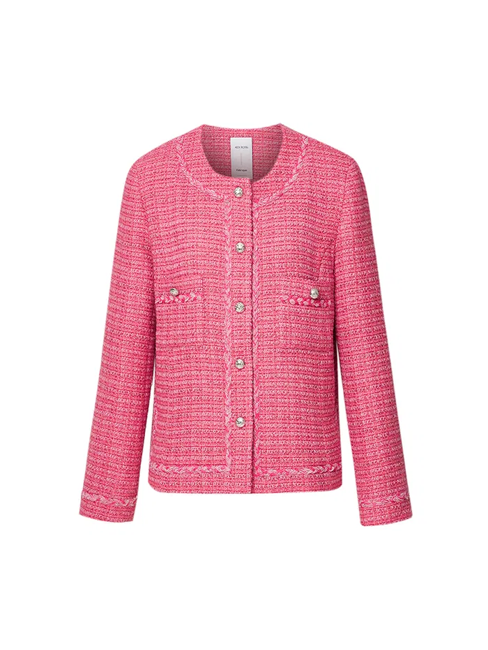 Pissaro Barbie Pink Jacket in Tweed - Image 9