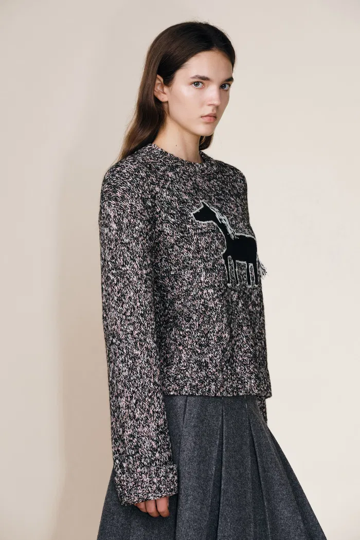 Pony Hand Worked Cardigan in Merino Wool Multi Blend - Image 3