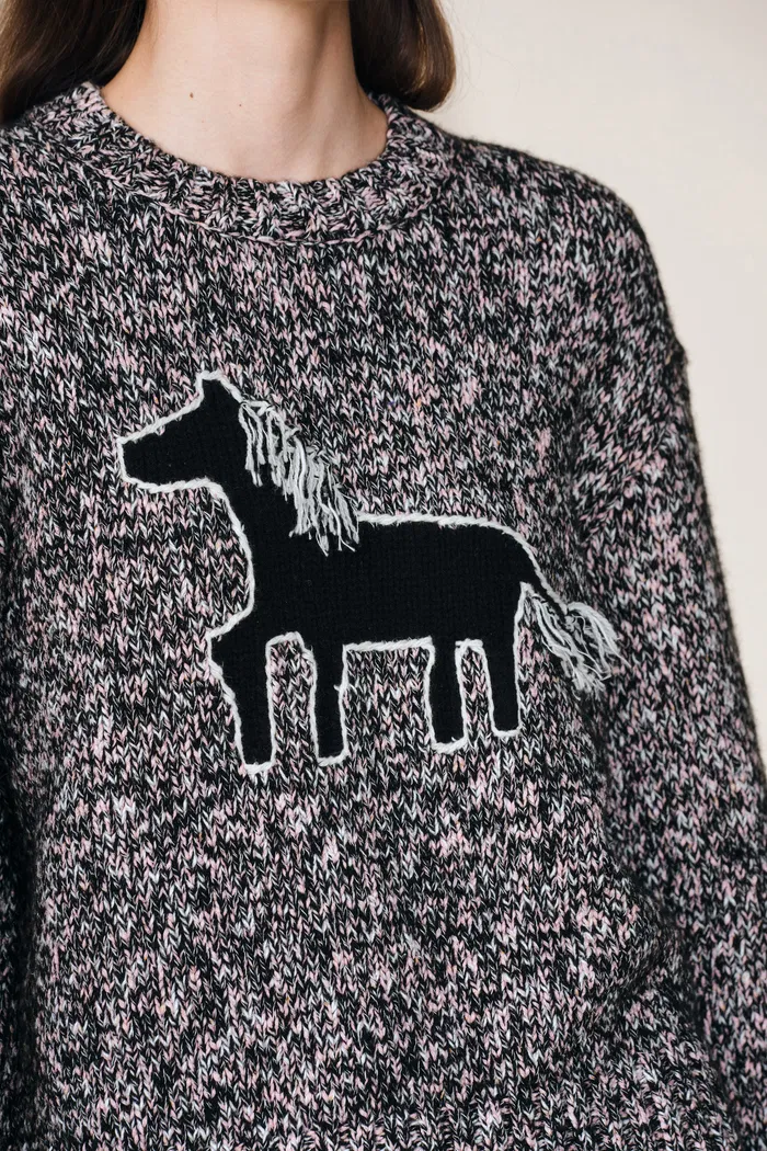 Pony Hand Worked Cardigan in Merino Wool Multi Blend - Image 5