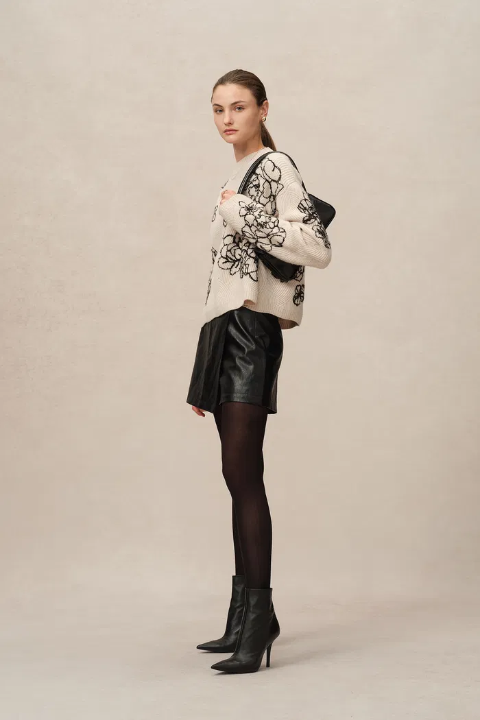 Poppy Embroidered Sweater in Chunky Wool Knit - Image 5