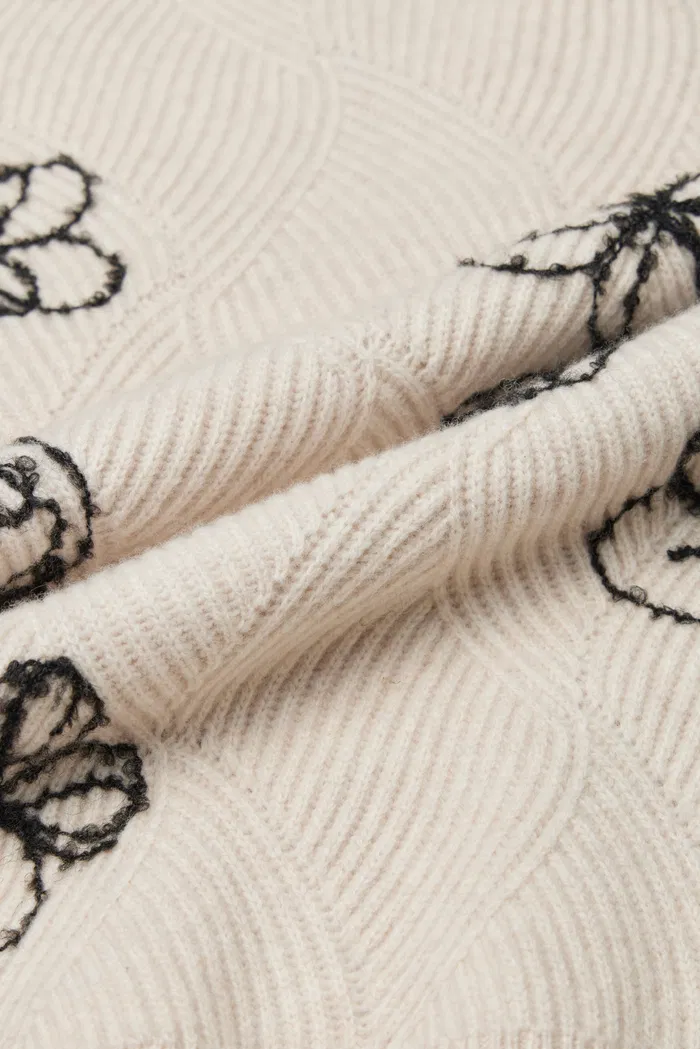 Poppy Embroidered Sweater in Chunky Wool Knit - Image 8
