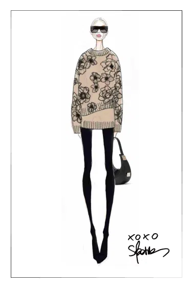 Poppy Embroidered Sweater in Chunky Wool Knit - Image 9