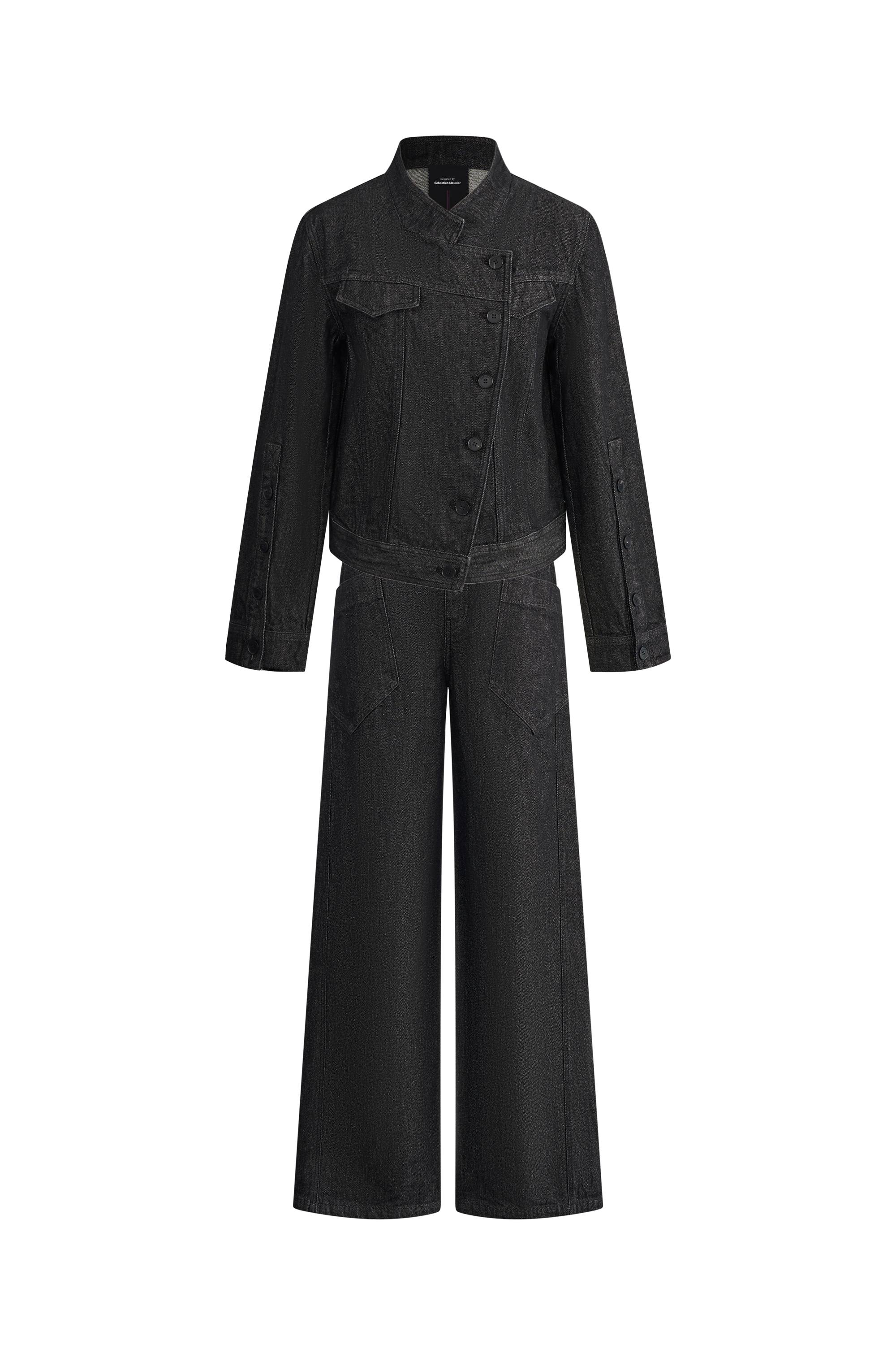 Psyche Short Jacket and Jeans Matching Set in Cotton Denim - Image 10