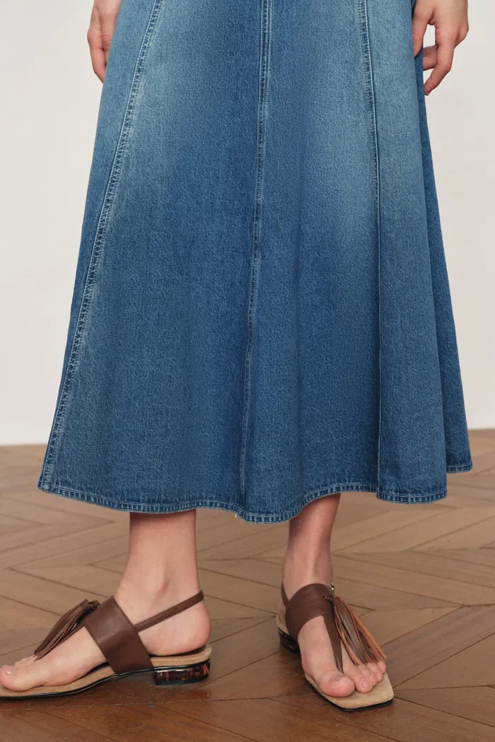 Quilla A-Line Midi Skirt in Cotton Denim - Image 6
