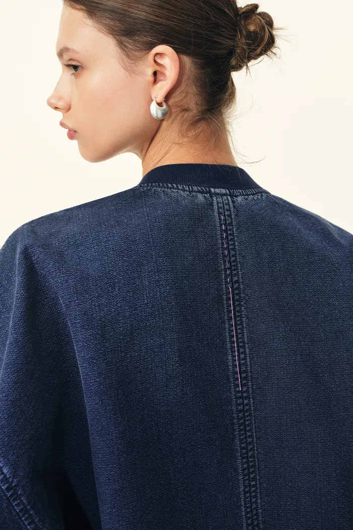 Quinn Denim Bomber Jacket in Lightweight Plain-Weave Denim - Image 8