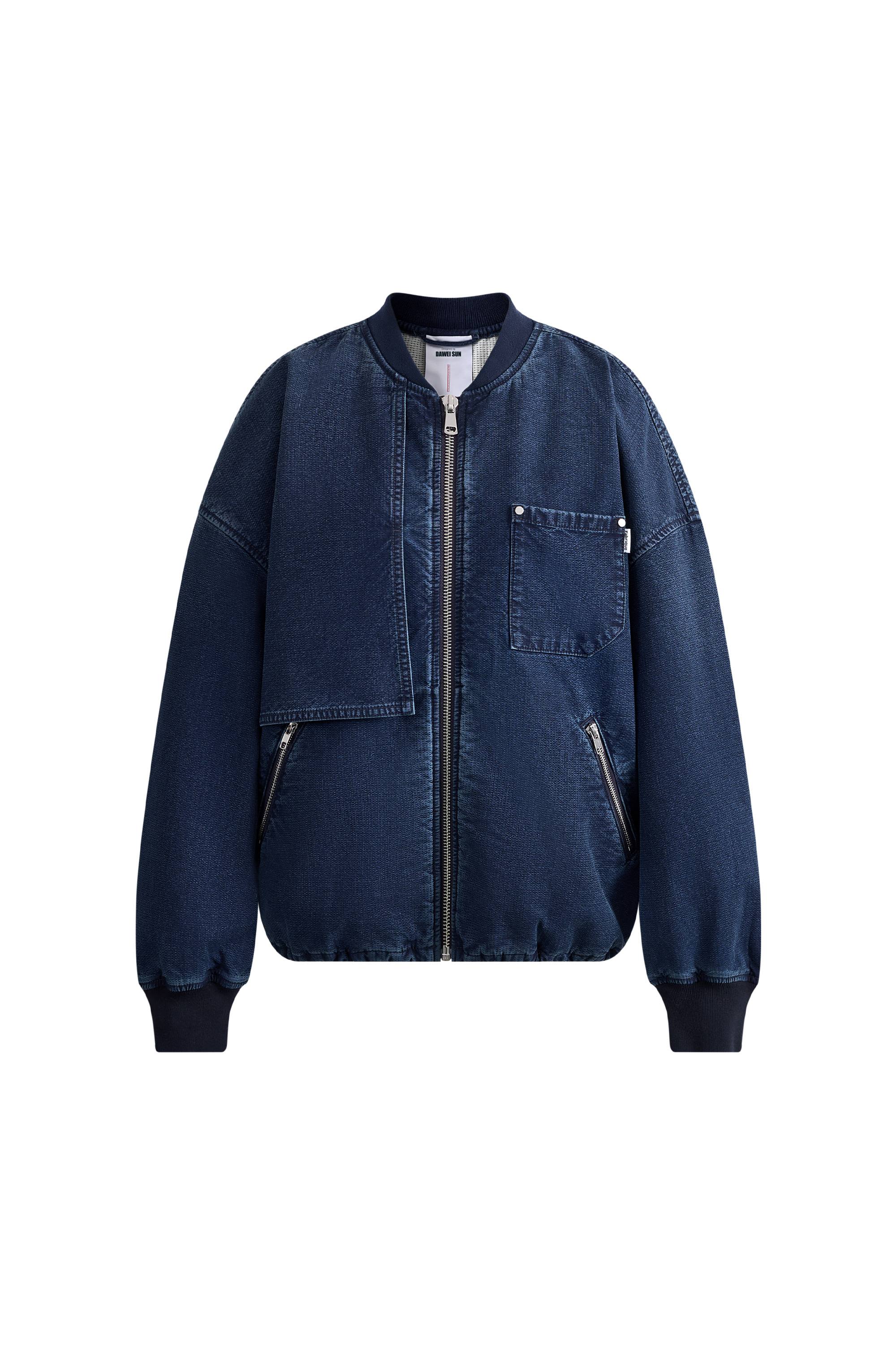 Quinn Denim Bomber Jacket in Lightweight Plain-Weave Denim - Image 9