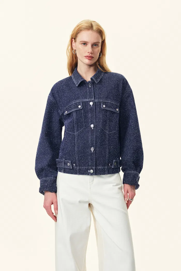 Quinn Starry Night Textural Jacket in Jacquard Denim - Image 2