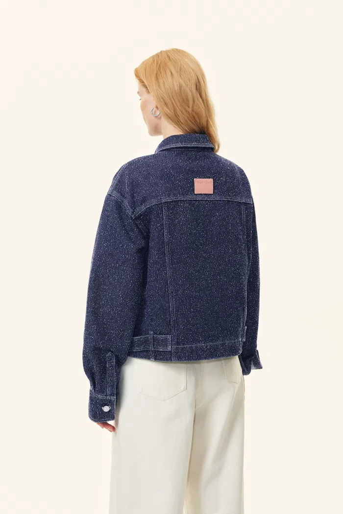 Quinn Starry Night Textural Jacket in Jacquard Denim - Image 4