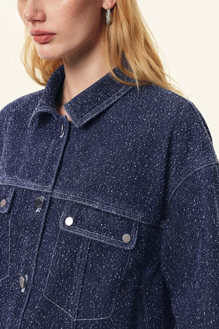 Quinn Starry Night Textural Jacket in Jacquard Denim - Image 5