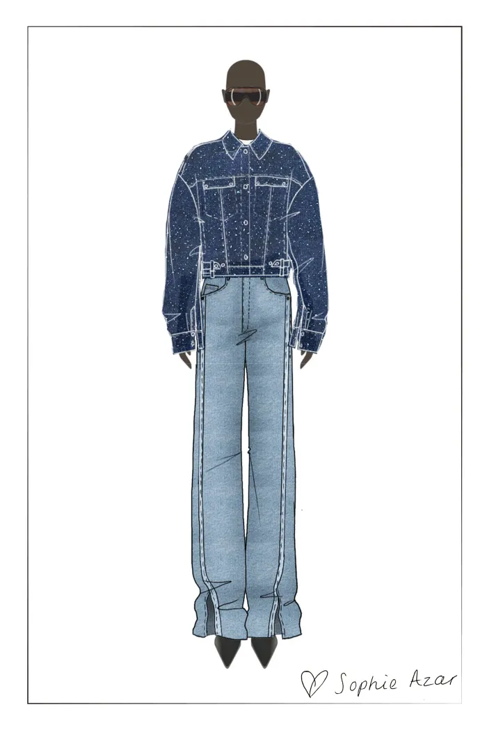 Quinn Starry Night Textural Jacket in Jacquard Denim - Image 6