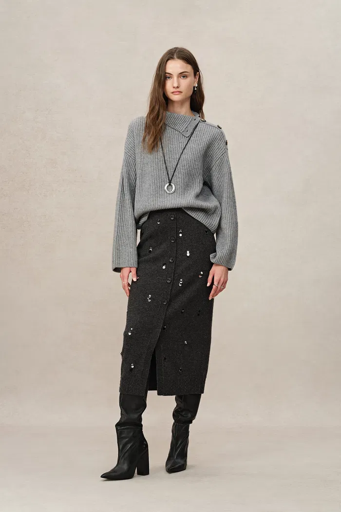 Rachel Sequined Knit Skirt - Image 2