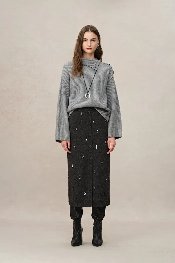 Rachel Sequined Knit Skirt - Image 3