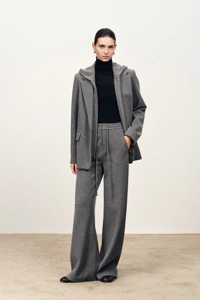 Reese Baggy Wide Leg Casual Pants in Merino Wool - Image 2