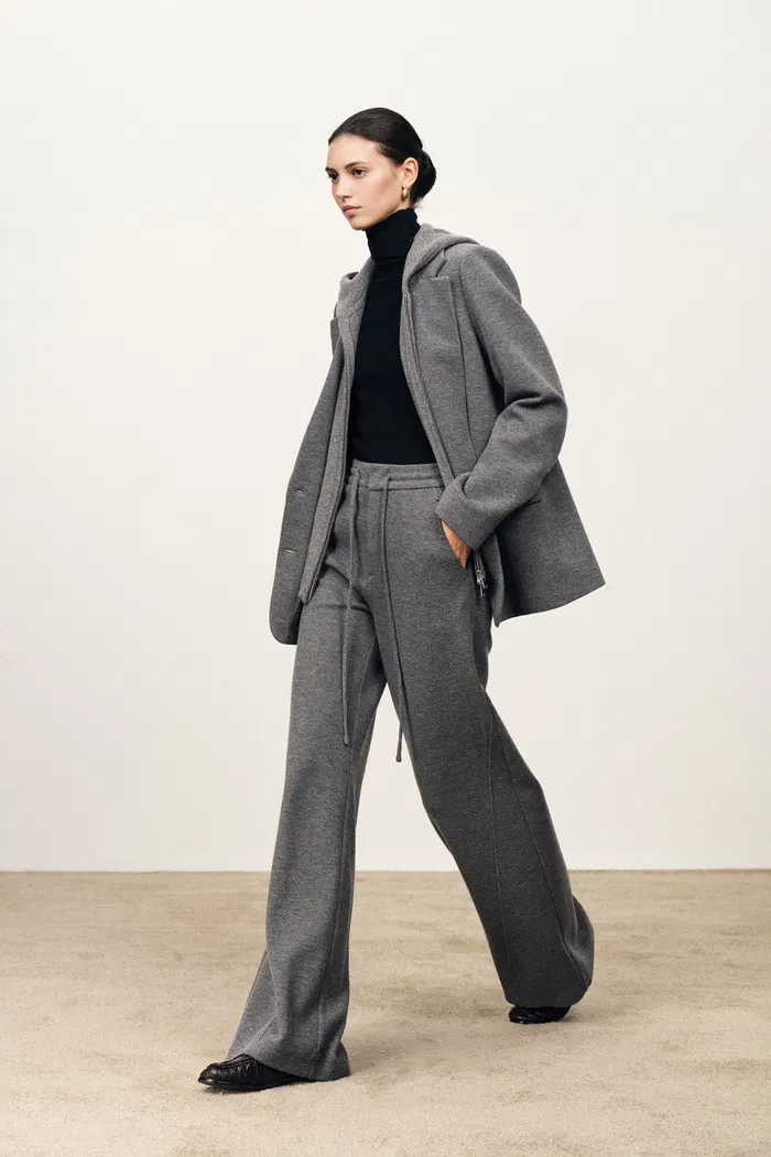 Reese Baggy Wide Leg Casual Pants in Merino Wool - Image 3