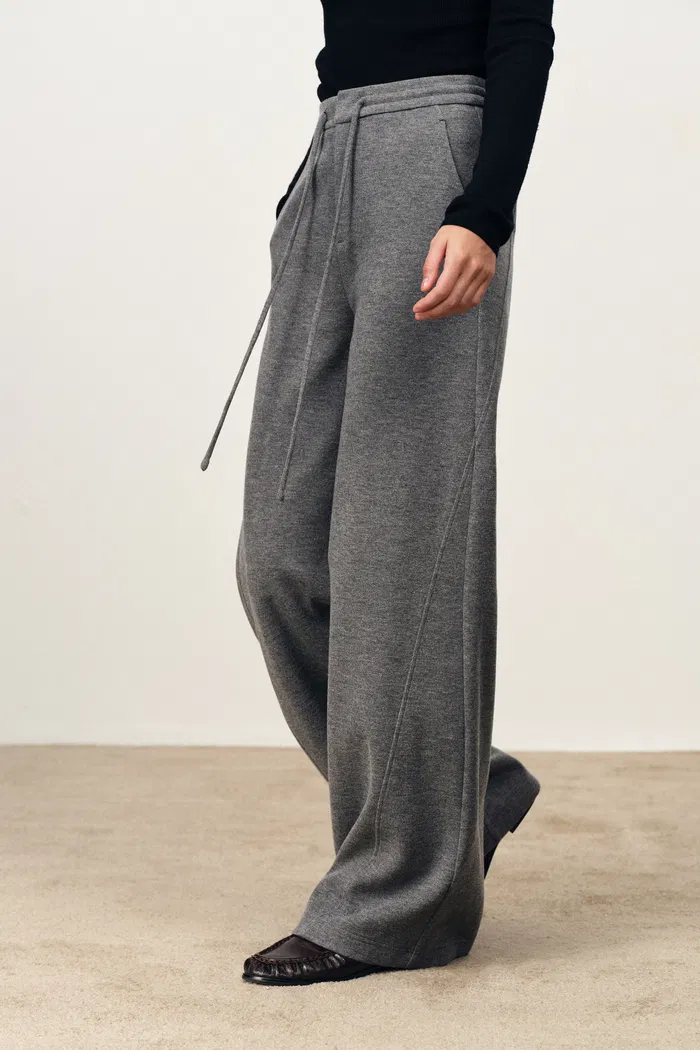Reese Baggy Wide Leg Casual Pants in Merino Wool - Image 5