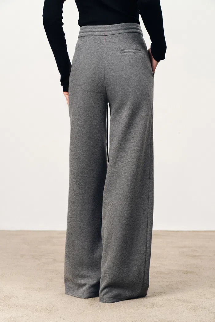 Reese Baggy Wide Leg Casual Pants in Merino Wool - Image 6