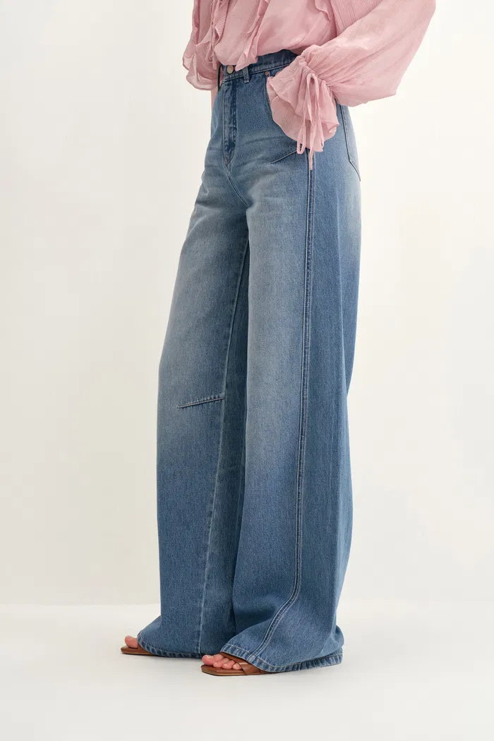 Rex Wide Leg Jeans in Cotton Denim - Image 4