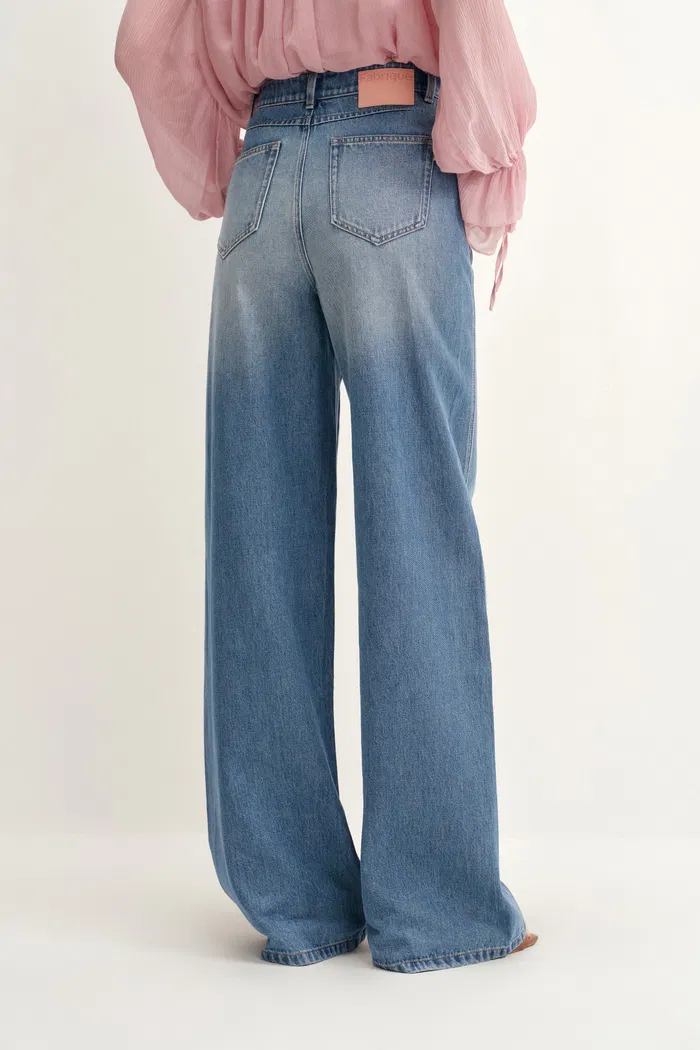 Rex Wide Leg Jeans in Cotton Denim - Image 5