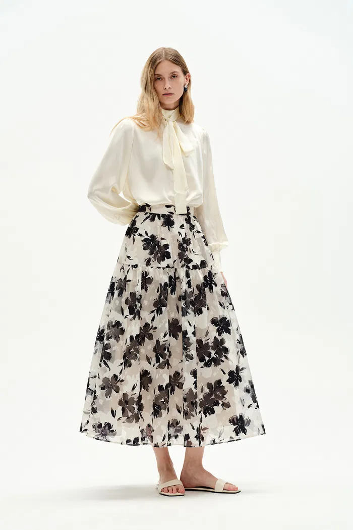 Rhea Jacquard Print Skirt in Heavy Jacquard Mesh - Image 2