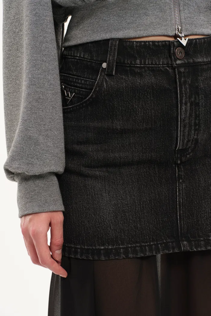 Riddle Denim and Semi Transparent Skirt Set in Thin Denim - Image 5