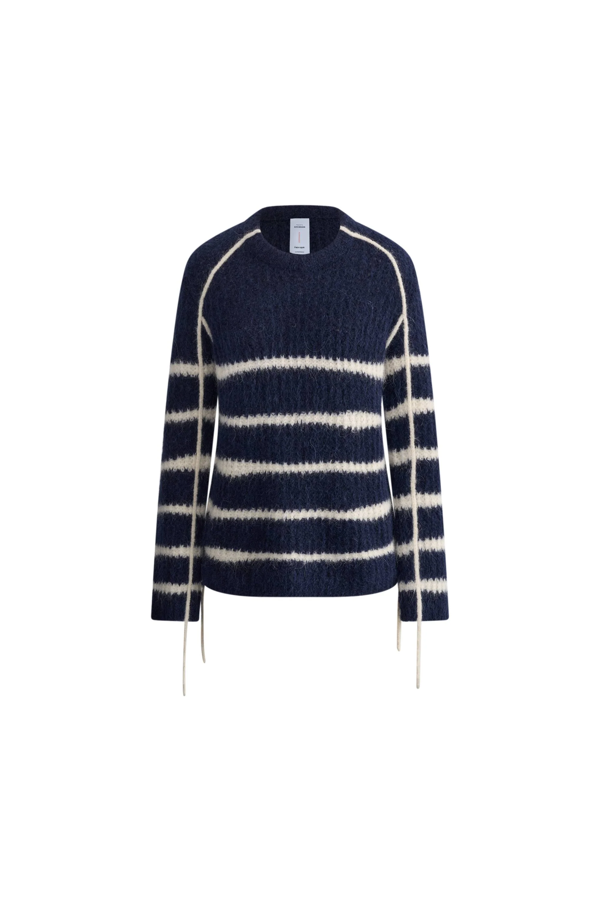 Rita Hand Painted Irregular Stripe Design Sweater in Alpaca Blend - Image 9