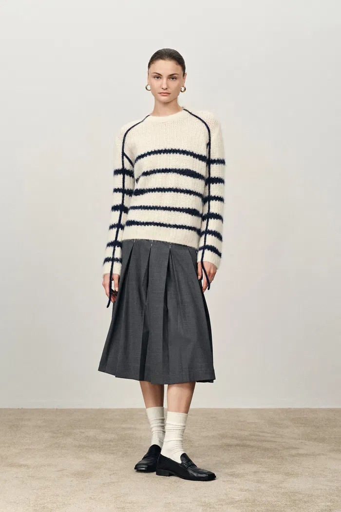 Rita Hand Painted Irregular Stripe Design Sweater in Alpaca Blend
