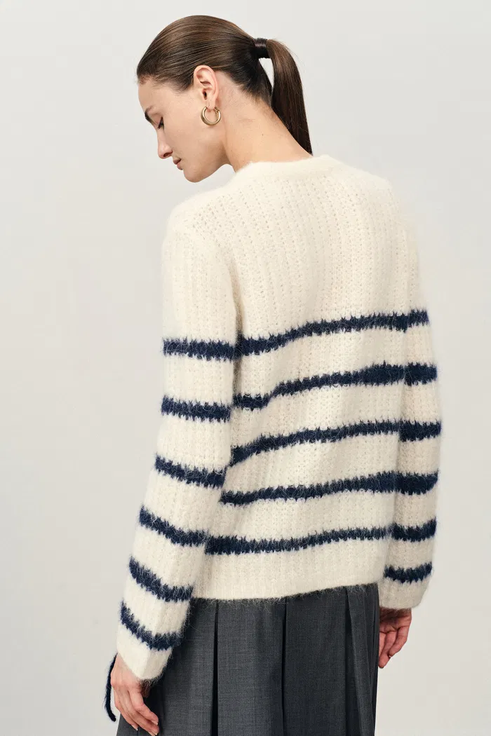 Rita Hand Painted Irregular Stripe Design Sweater in Alpaca Blend - Image 7