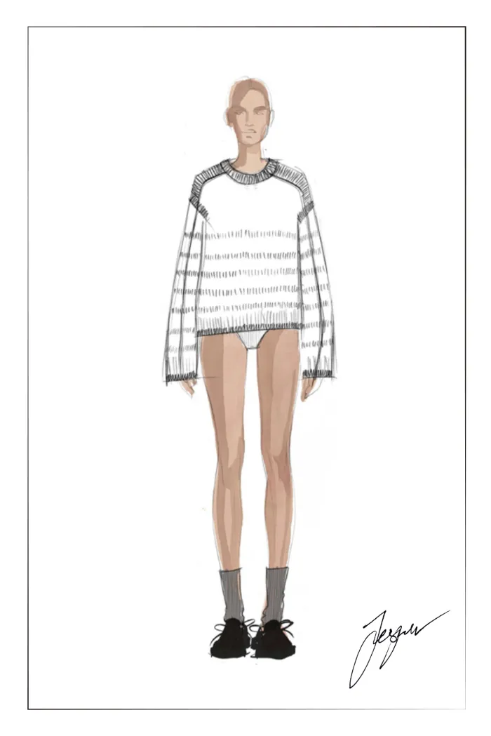 Rita Hand Painted Irregular Stripe Design Sweater in Alpaca Blend - Image 9