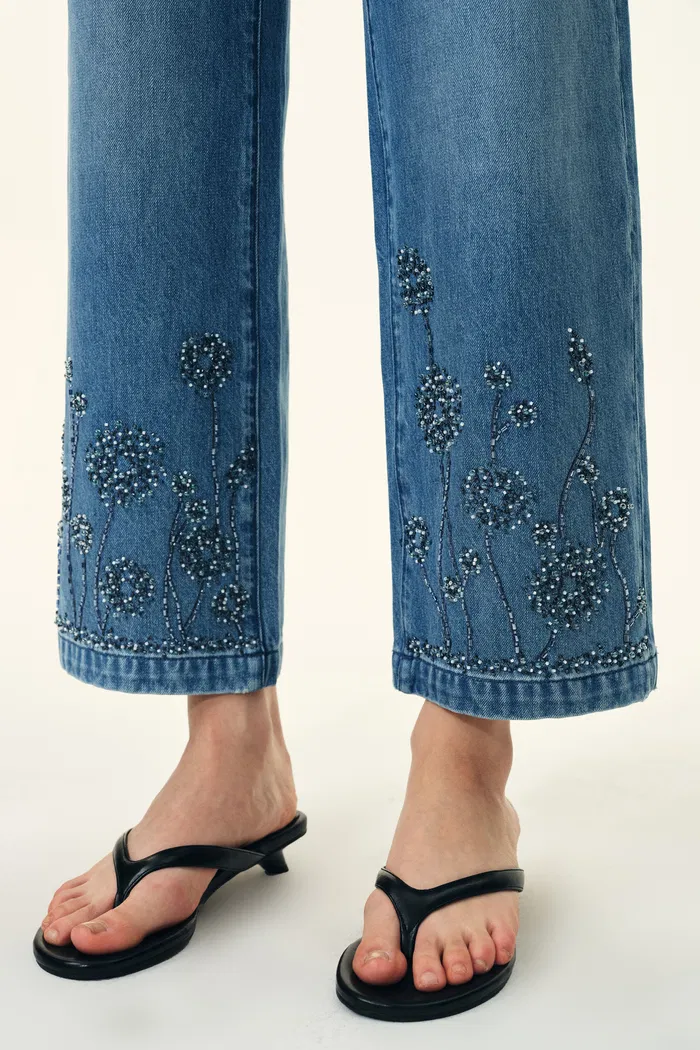 Rodeo Embellished Crop Jeans in Cotton Denim - Image 6