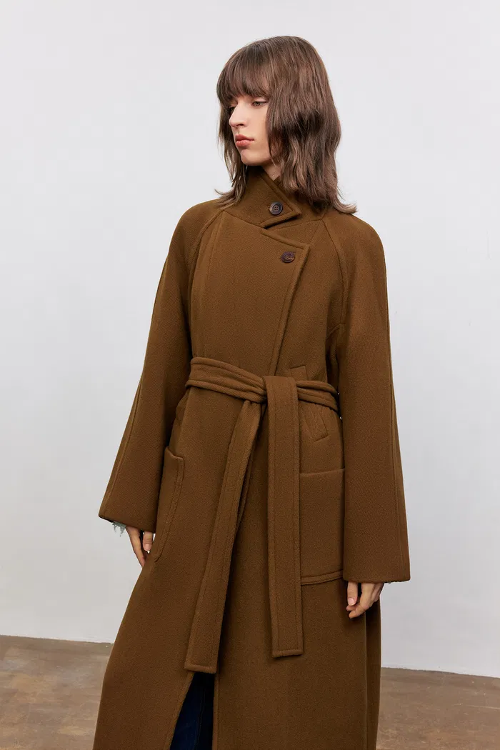 Rond Detachable Belt Coat in Wool Twill - Image 2