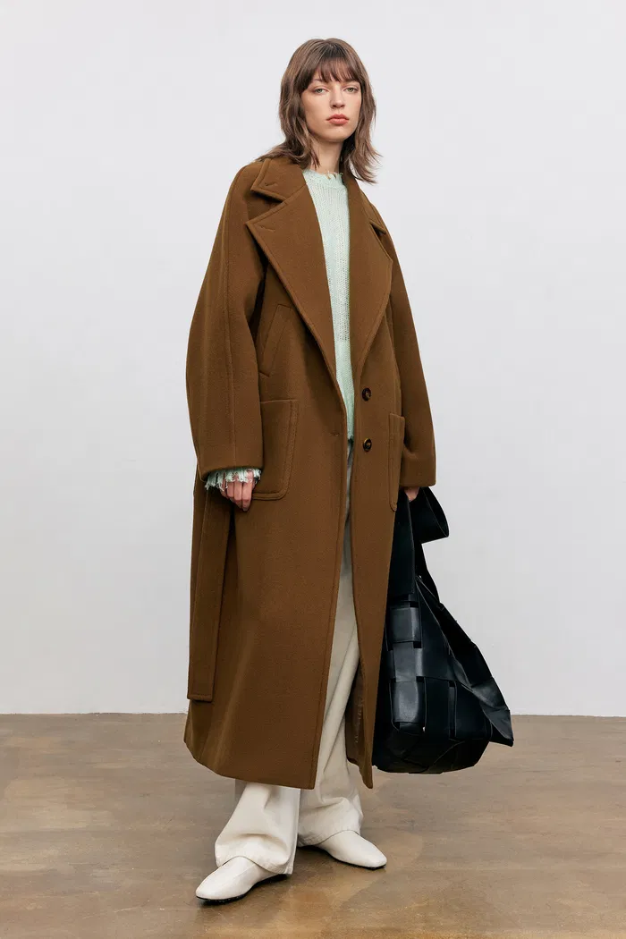 Rond Detachable Belt Coat in Wool Twill - Image 3