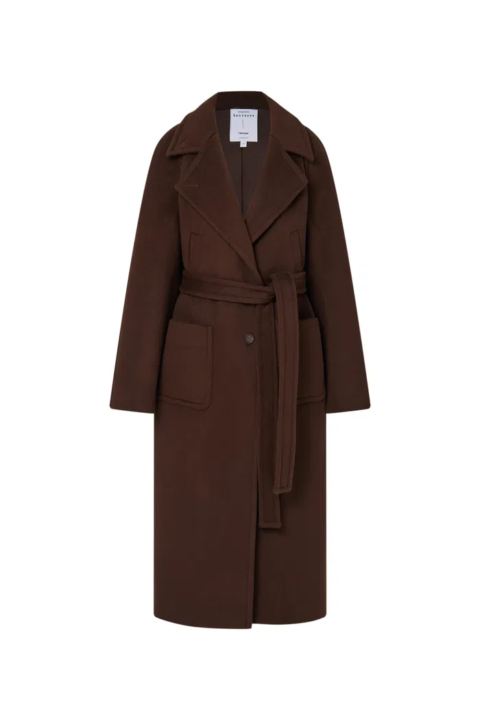 Rond Maxi Lapel Long Coat in Merino Cashmere Blend - Image 10