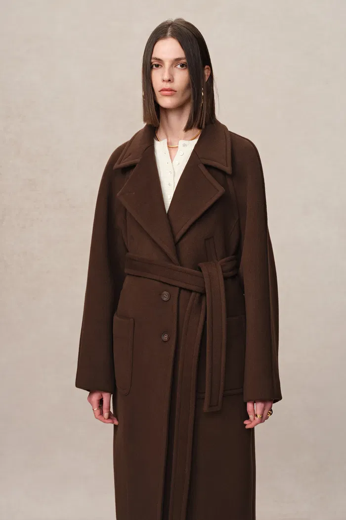 Rond Maxi Lapel Long Coat in Merino Cashmere Blend - Image 6