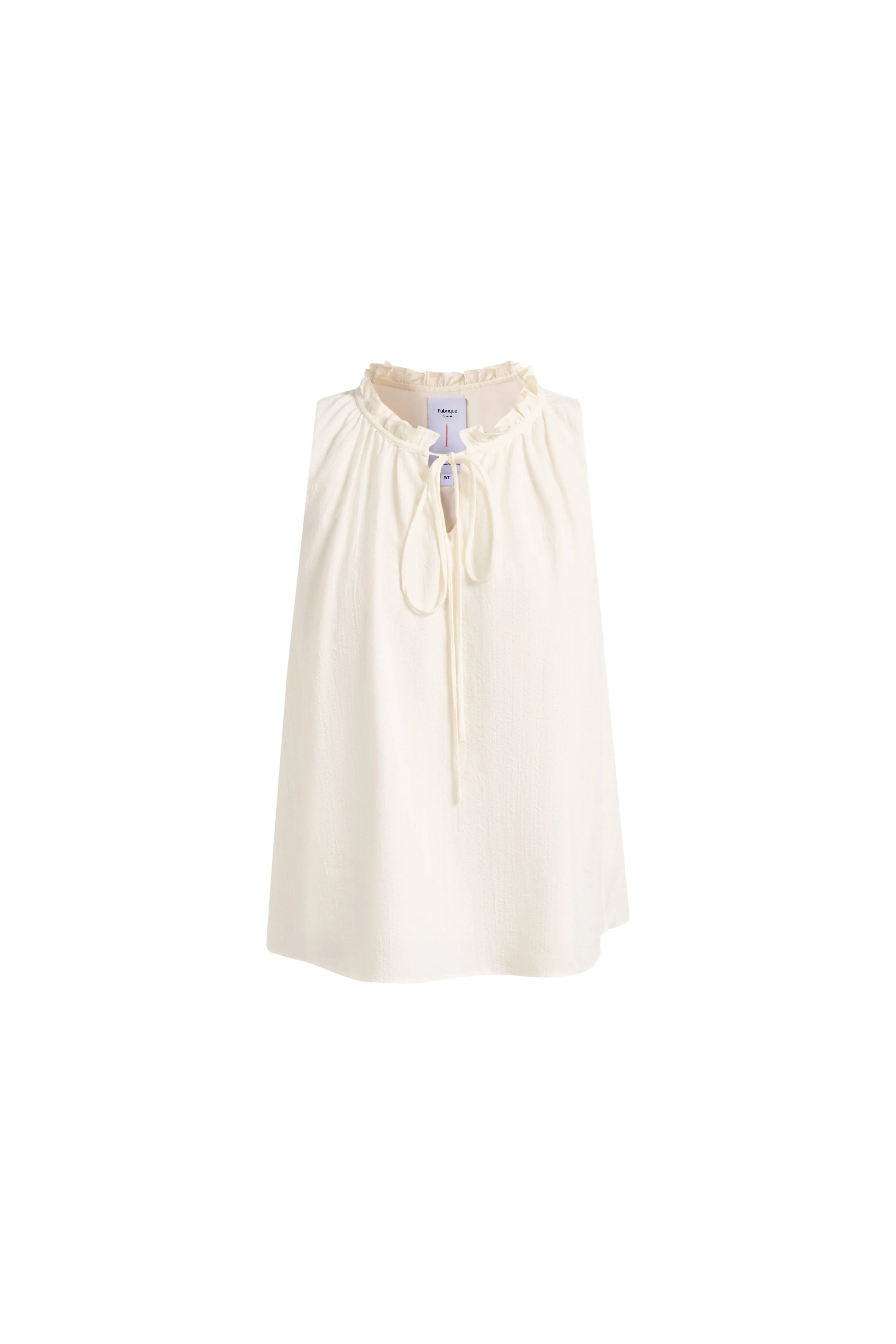 Rosalind Ruffle Neck Tie Front Sleeveless Top in Bubble Cotton - Image 6