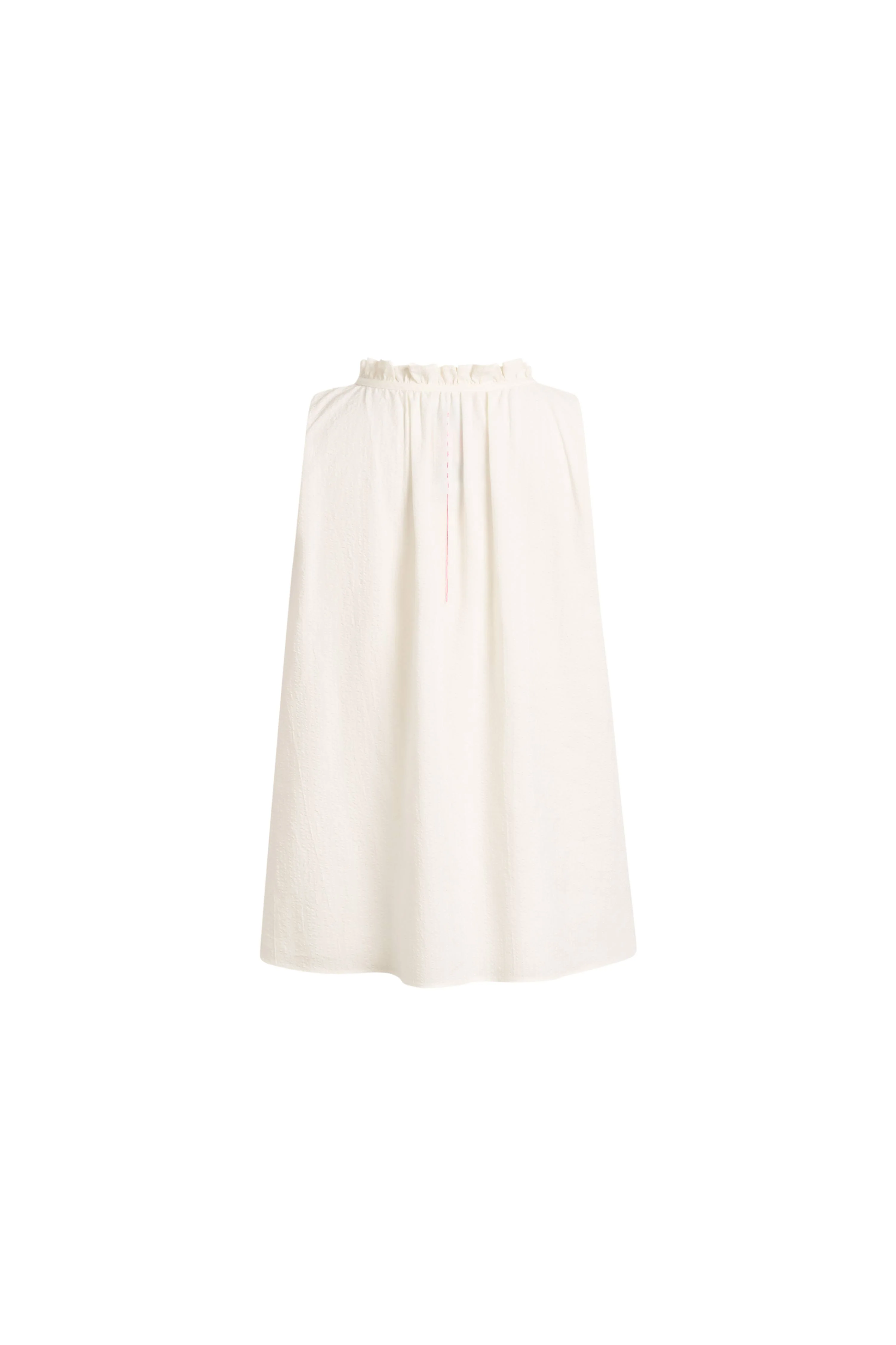 Rosalind Ruffle Neck Tie Front Sleeveless Top in Bubble Cotton - Image 7