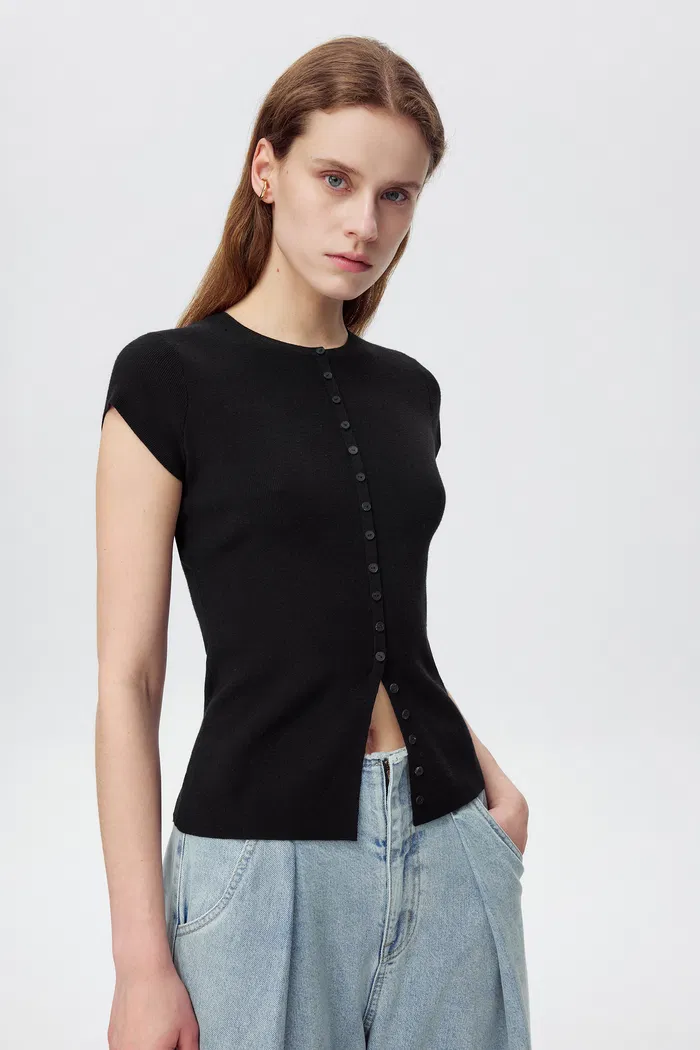 Row Slim Fitt Top in Rayon Blend Knit - Image 2