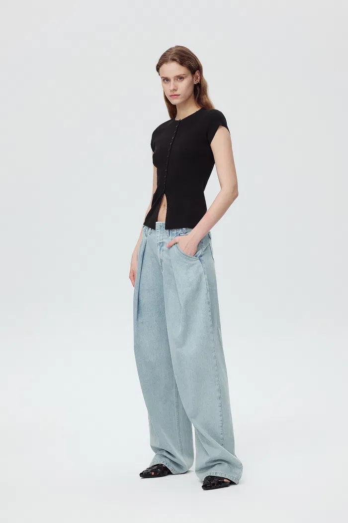 Row Slim Fitt Top in Rayon Blend Knit - Image 3