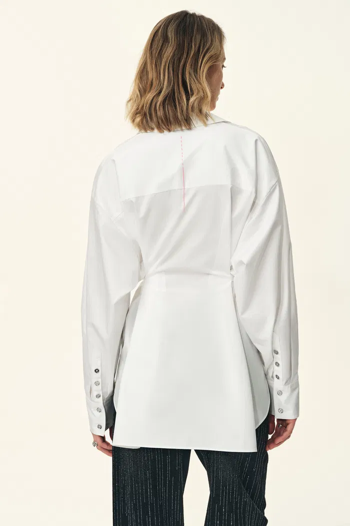 Ruby Detachable Waist Stitching Loose Shirt in Cotton - Image 3