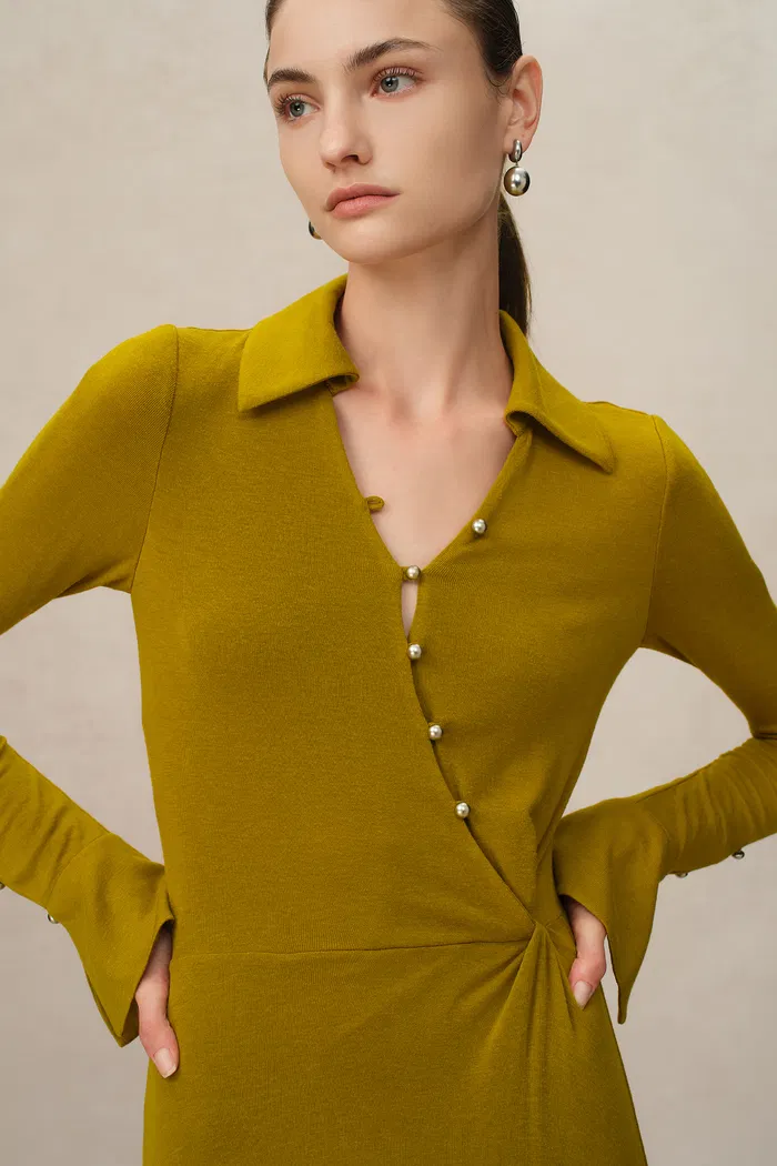 Ruby Knotted Dress in Wool-Thermolite Blend - Image 2