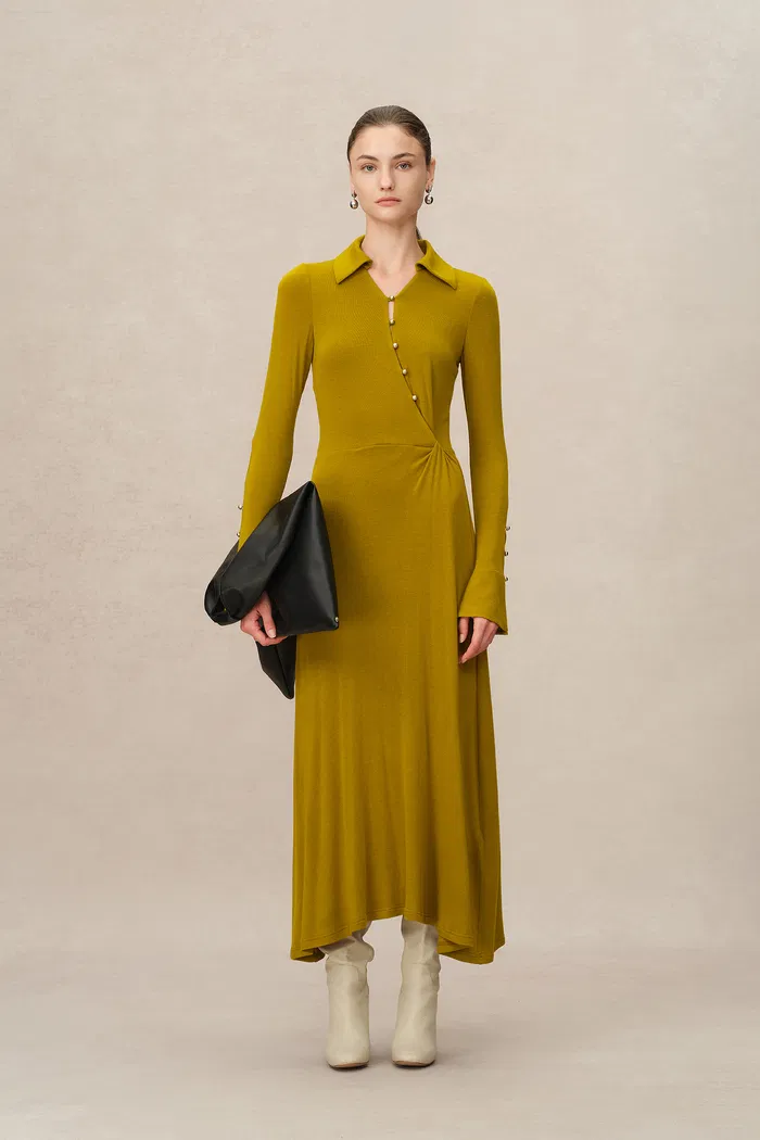 Ruby Knotted Dress in Wool-Thermolite Blend - Image 3