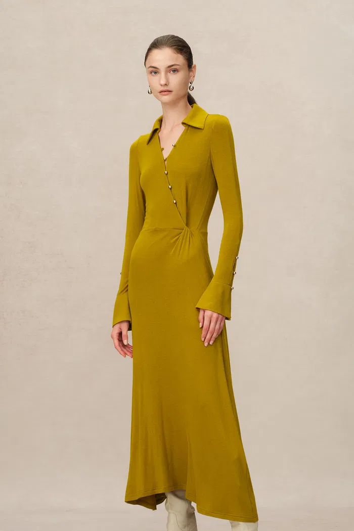 Ruby Knotted Dress in Wool-Thermolite Blend - Image 4