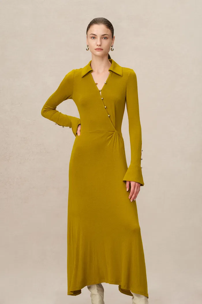 Ruby Knotted Dress in Wool-Thermolite Blend - Image 5