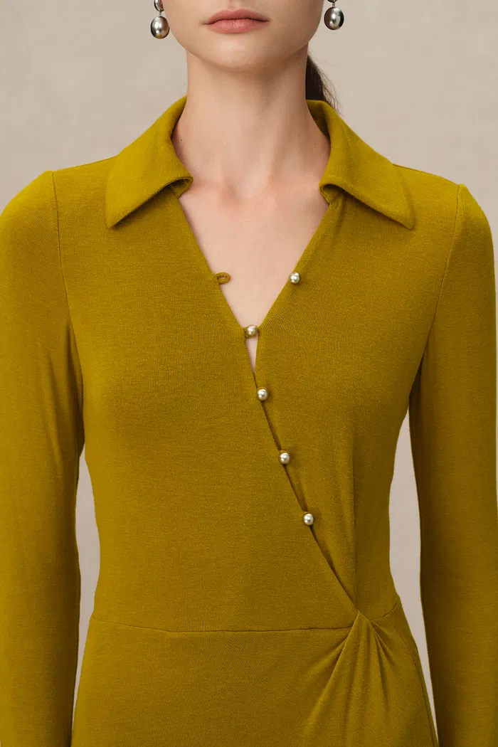 Ruby Knotted Dress in Wool-Thermolite Blend - Image 7